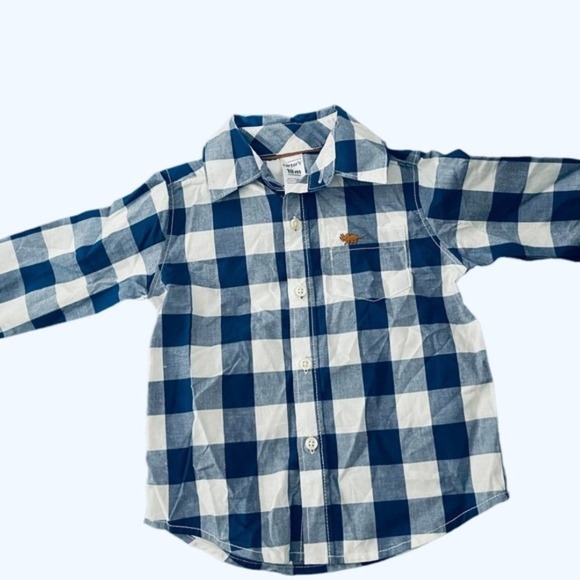 Carters Long- Sleeved Plaid baby boys  Button up Shirt size 18 months - Picture 4 of 6